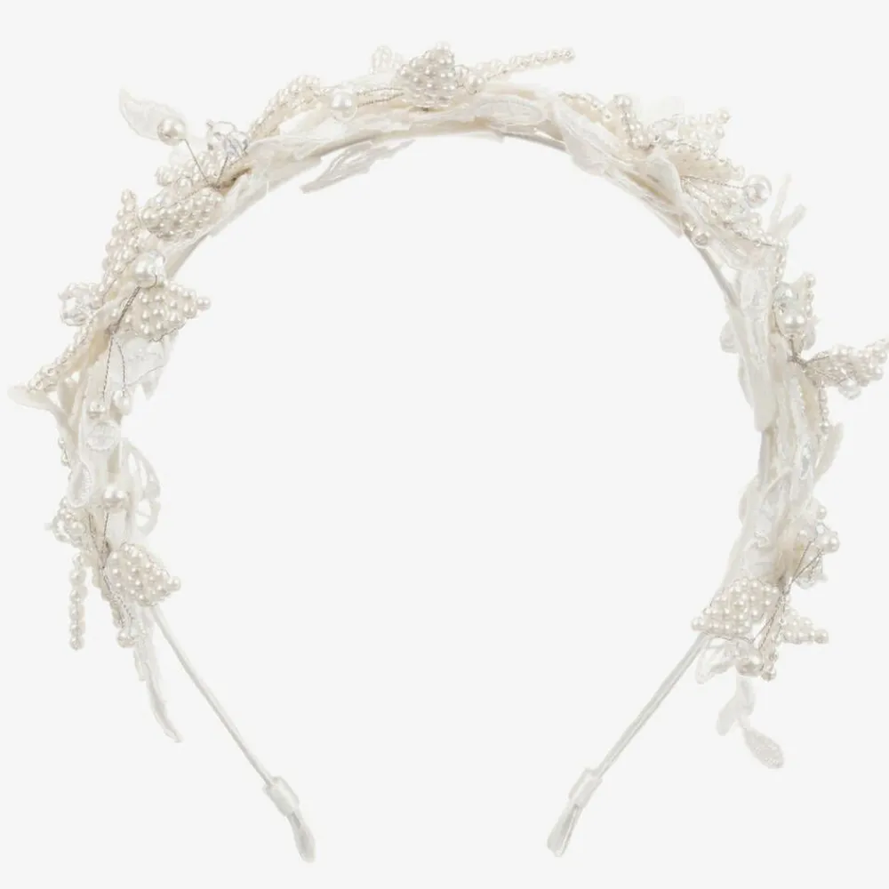 Sienna Likes To Party Hair Accessories*Girls Ivory Floral Hairband