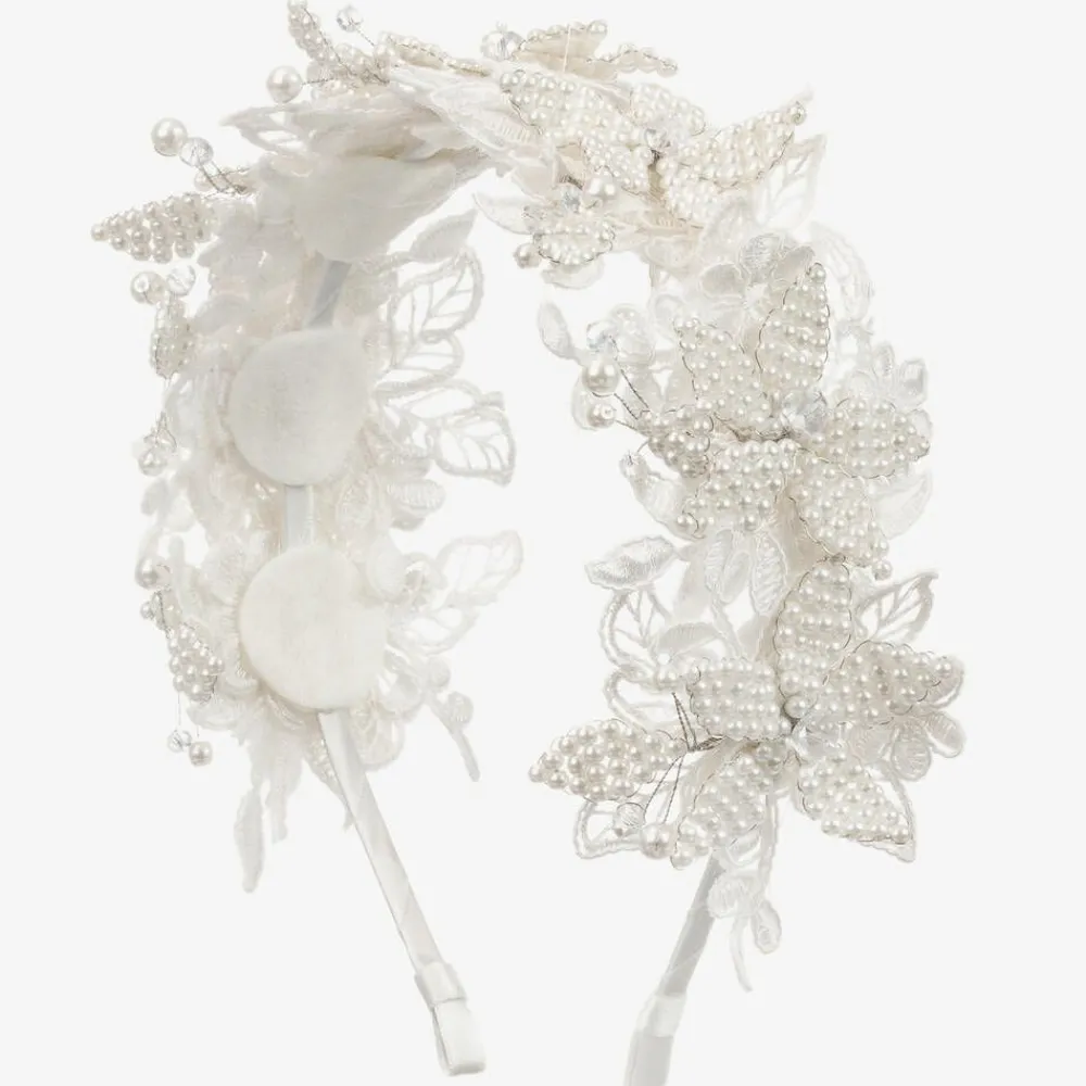 Sienna Likes To Party Hair Accessories*Girls Ivory Floral Hairband