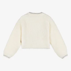 Billieblush Tops*Girls Ivory Fluffy Sequinned Cardigan