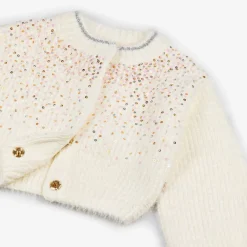 Billieblush Tops*Girls Ivory Fluffy Sequinned Cardigan
