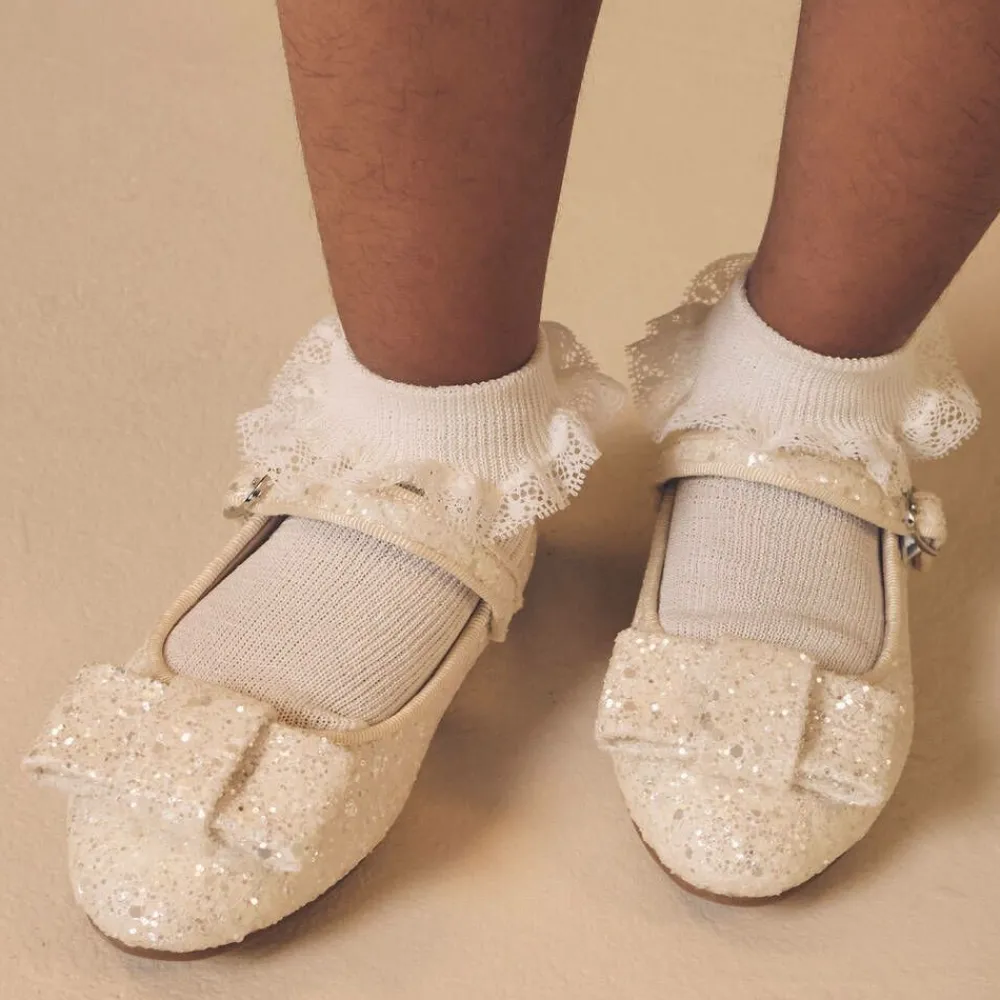 Age of Innocence Pumps & Ballerinas|Pumps & Ballerinas*Girls Ivory Glitter Bow Pumps White