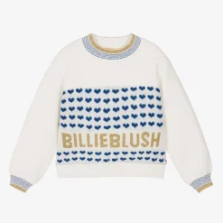 Billieblush Tops*Girls Ivory Glittery Hearts Sweater