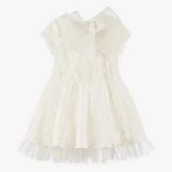 Mama Luma Dresses*Girls Ivory Glittery Ruffle Dress