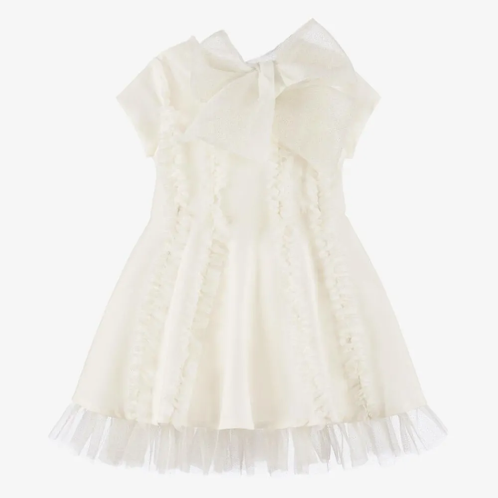 Mama Luma Dresses*Girls Ivory Glittery Ruffle Dress