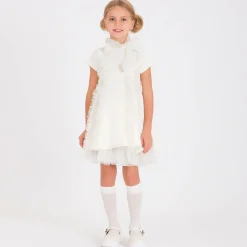 Mama Luma Dresses*Girls Ivory Glittery Ruffle Dress