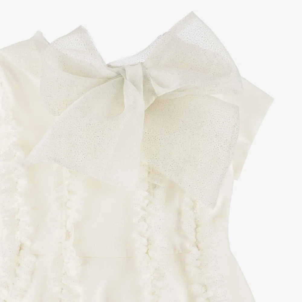 Mama Luma Dresses*Girls Ivory Glittery Ruffle Dress
