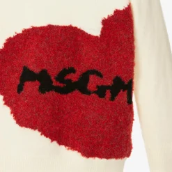 MSGM Tops*Girls Ivory Heart Sweater