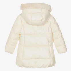 Mayoral Coats & Jackets*Girls Ivory Hooded Puffer Coat