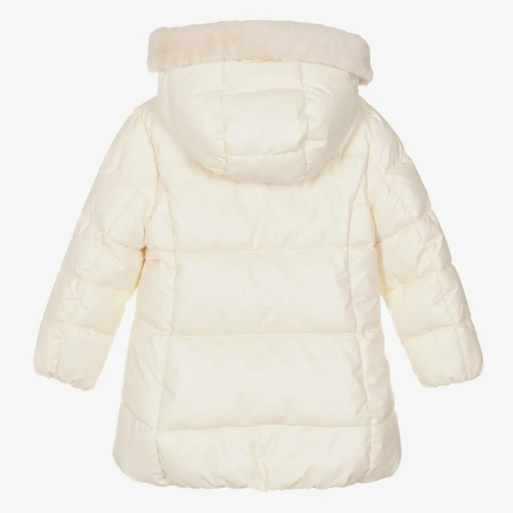 Mayoral Coats & Jackets*Girls Ivory Hooded Puffer Coat