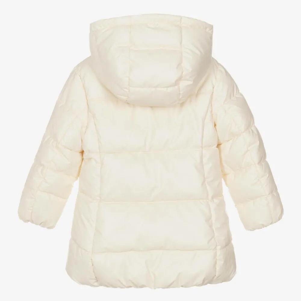 Mayoral Coats & Jackets*Girls Ivory Hooded Puffer Coat