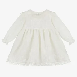 Mebi Dresses*Girls Ivory Knit & Lace Dress