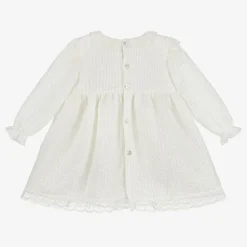 Mebi Dresses*Girls Ivory Knit & Lace Dress
