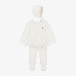 ArtesanÃa Granlei Gifts|Babysuits*Girls Ivory Knitted Babysuit & Hat Set