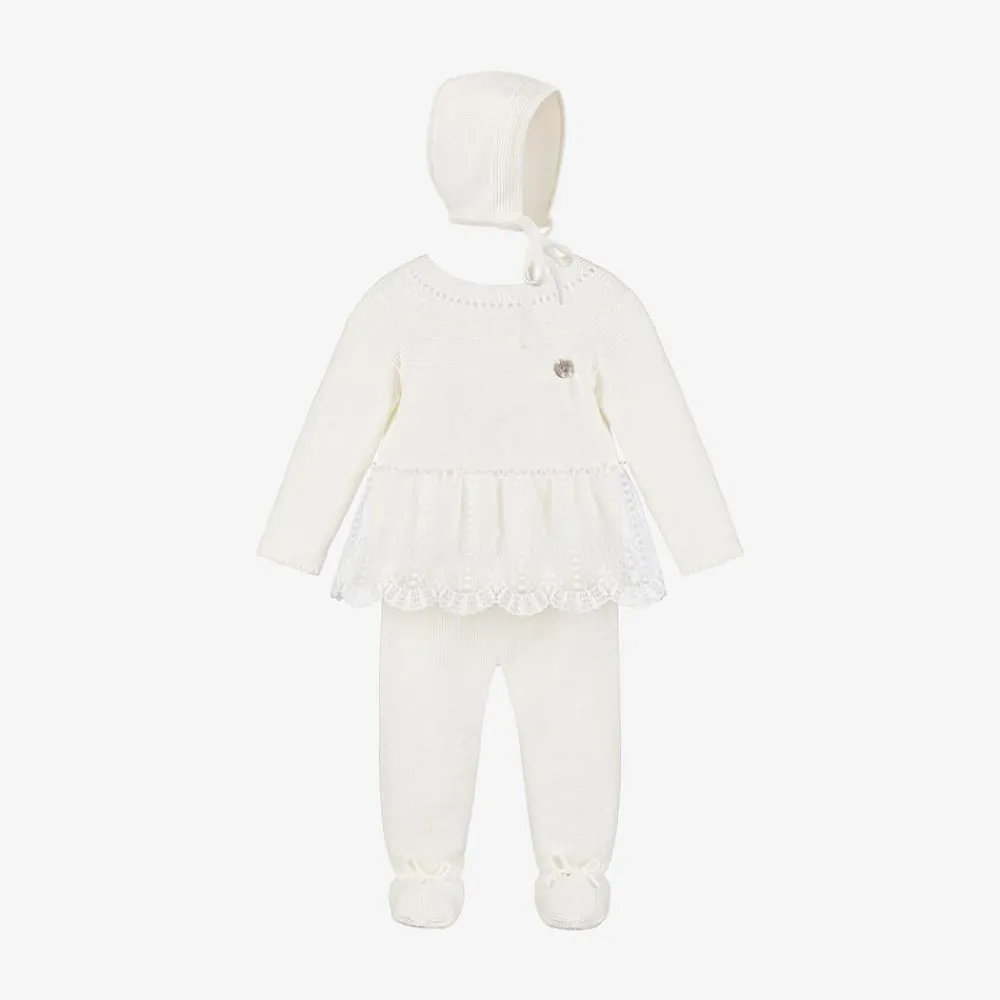 Artesanía Granlei Gifts|Babysuits*Girls Ivory Knitted Babysuit & Hat Set
