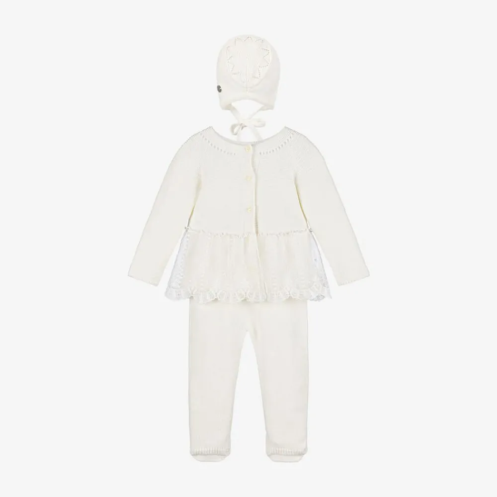 Artesanía Granlei Gifts|Babysuits*Girls Ivory Knitted Babysuit & Hat Set