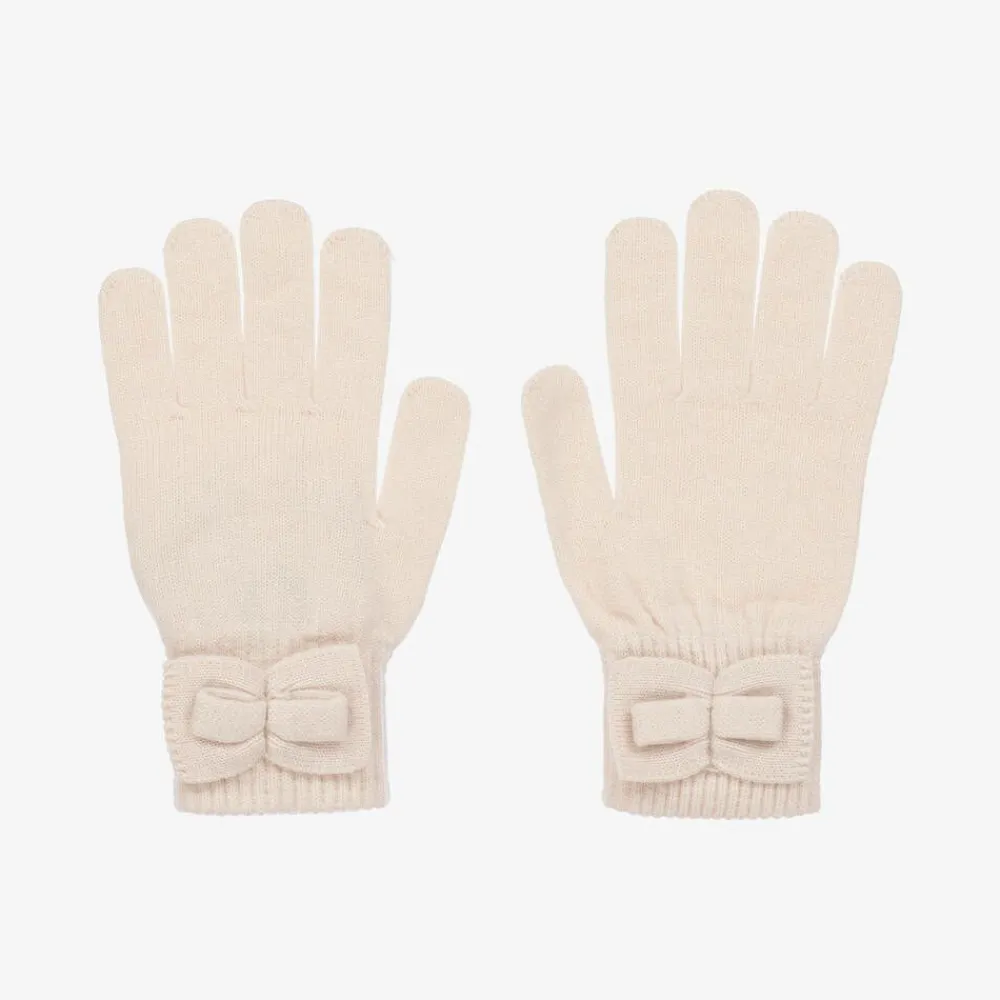 Mayoral Gloves & Mittens*Girls Ivory Knitted Bow Gloves