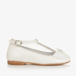 Childrens Classics Traditional Shoes*Girls Ivory Leather Ballerina Bar Shoes