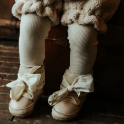 Donsje Pre Walkers|Pre Walkers*Girls Ivory Leather Bow Pre Walkers Cream