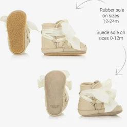 Donsje Pre Walkers|Pre Walkers*Girls Ivory Leather Bow Pre Walkers Cream