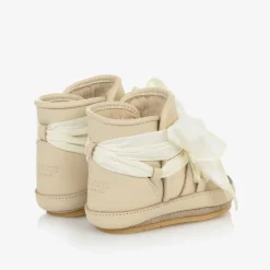 Donsje Pre Walkers|Pre Walkers*Girls Ivory Leather Bow Pre Walkers Cream