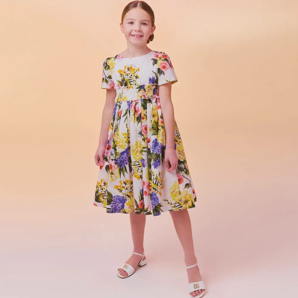 Dolce amp; Gabbana Wedges & Heels|Wedges & Heels*Girls Ivory Leather DG Heeled Sandals