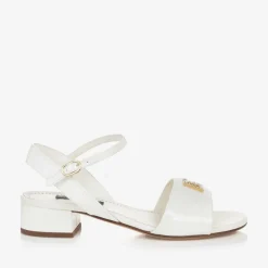 Dolce amp; Gabbana Wedges & Heels|Wedges & Heels*Girls Ivory Leather DG Heeled Sandals