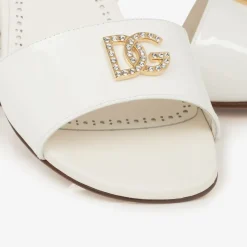 Dolce amp; Gabbana Wedges & Heels|Wedges & Heels*Girls Ivory Leather DG Heeled Sandals