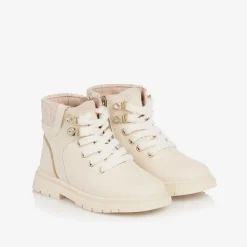 Mayoral Boots|Boots*Girls Ivory Leather Lace-Up Boots