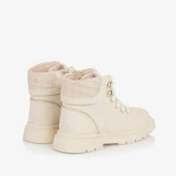 Mayoral Boots|Boots*Girls Ivory Leather Lace-Up Boots