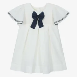 Powell Craft Dresses*Girls Ivory Linen & Cotton Dress