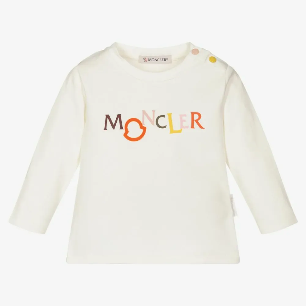 Moncler Enfant Tops*Girls Ivory Logo Top