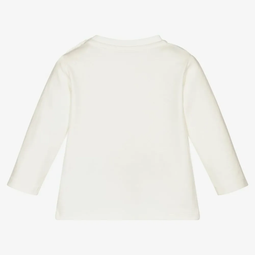 Moncler Enfant Tops*Girls Ivory Logo Top