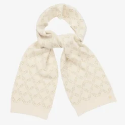 Michael Kors Kids Scarves*Girls Ivory MK Empire Logo Scarf