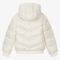Guess Coats & Jackets*Girls Ivory Monogram Puffer Jacket