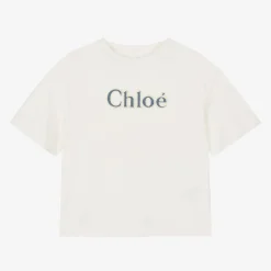Chloé Tops*Girls Ivory Organic Cotton T-Shirt
