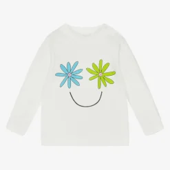 Stella McCartney Kids Tops*Girls Ivory Organic Cotton Flower Top