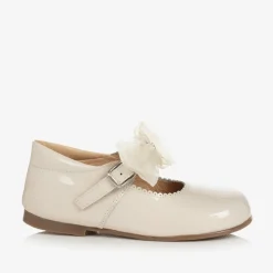 Childrens Classics Bar Shoes*Girls Ivory Patent Bow Shoes