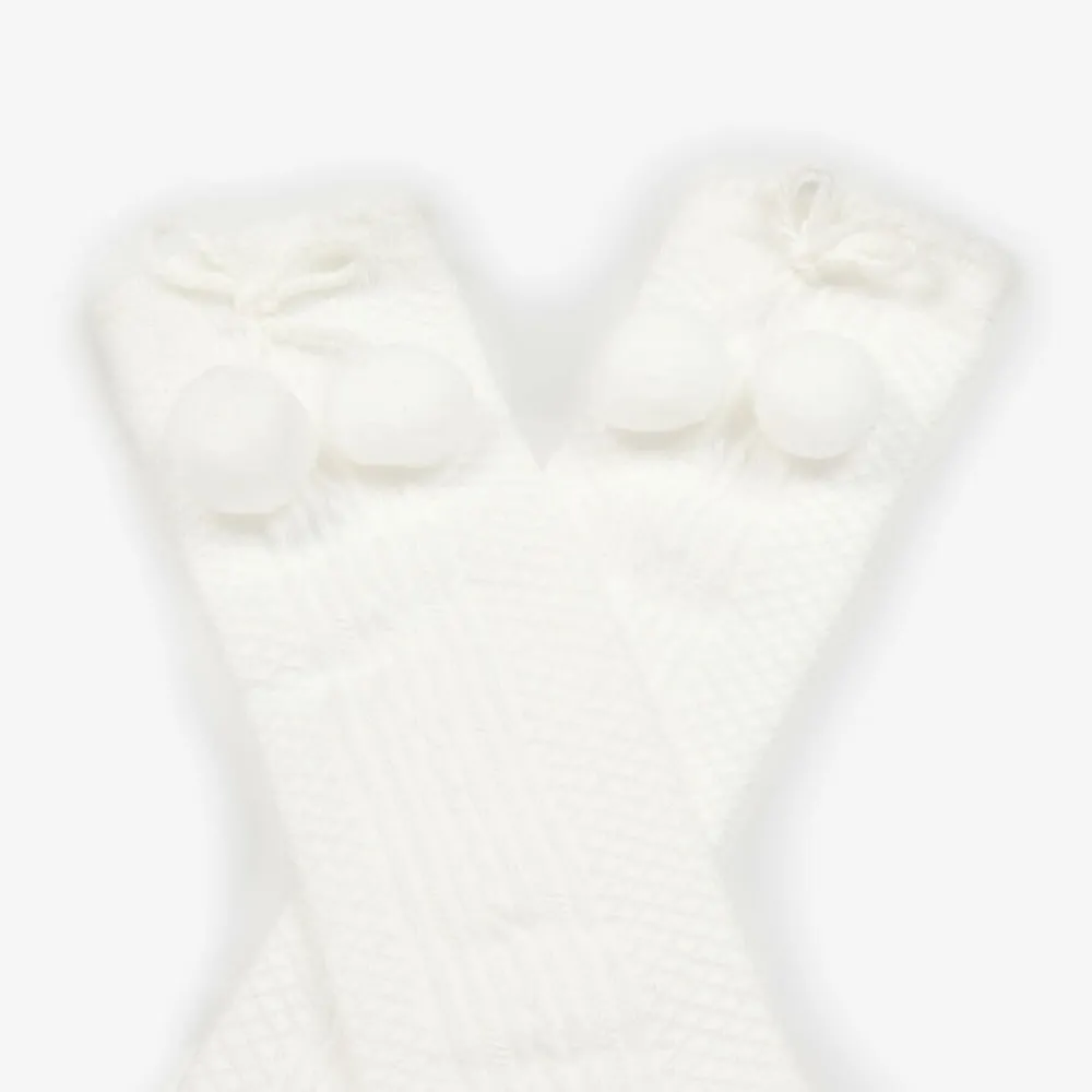 Pretty Originals Socks*Girls Ivory Pom-Pom Cotton Socks