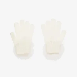 Monnalisa Gloves & Mittens*Girls Ivory Pom-Pom Knitted Gloves