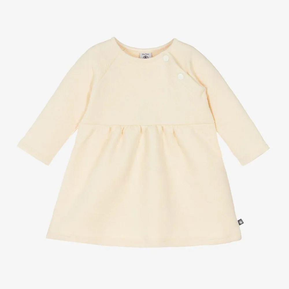 Petit Bateau Dresses*Girls Ivory Quilted Heart Cotton Dress