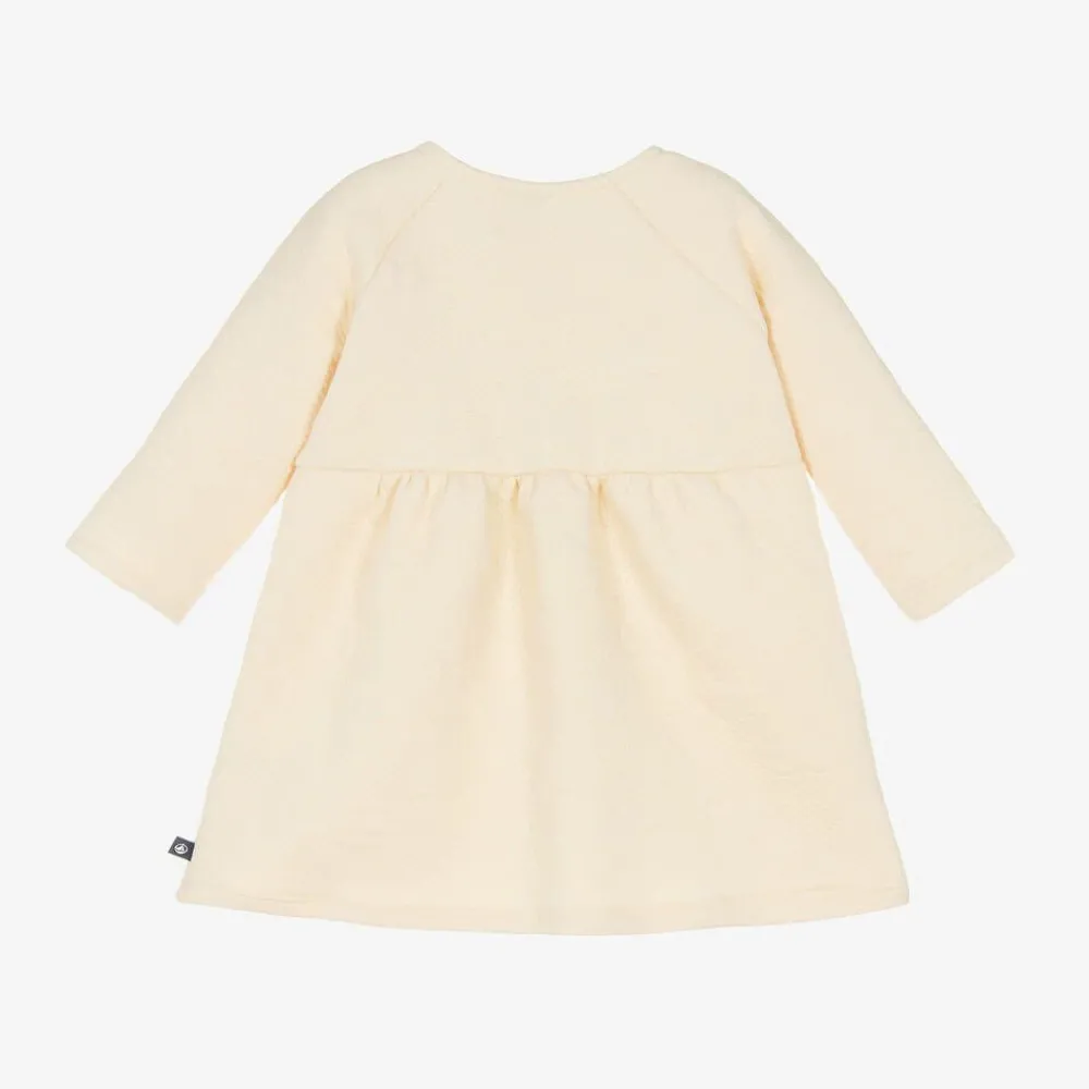 Petit Bateau Dresses*Girls Ivory Quilted Heart Cotton Dress