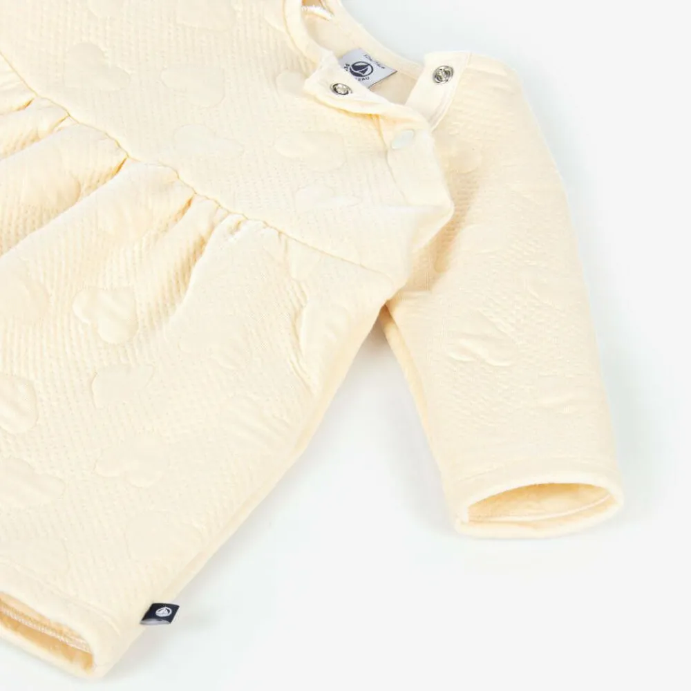 Petit Bateau Dresses*Girls Ivory Quilted Heart Cotton Dress