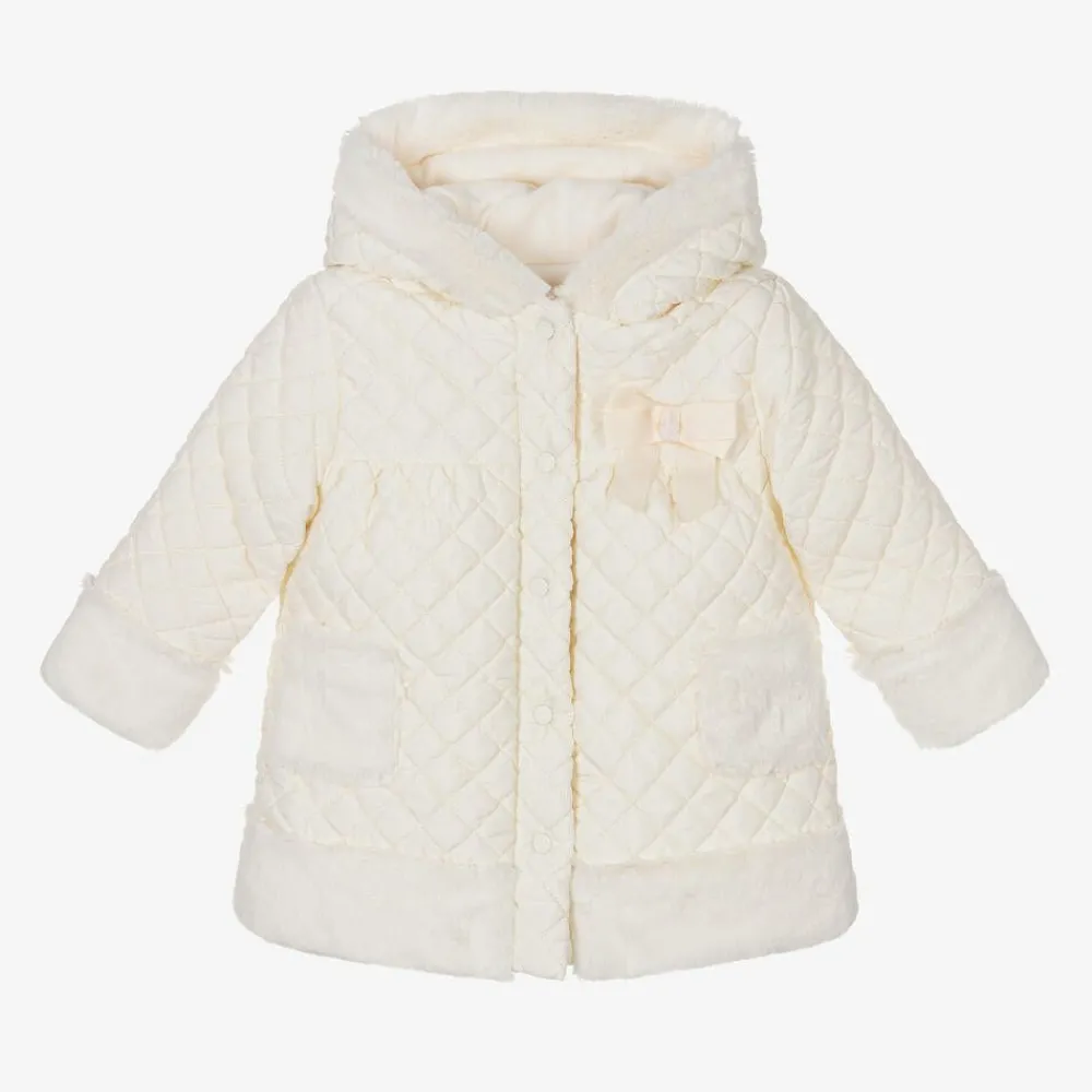 Patachou Coats & Jackets*Girls Ivory Quilted Hooded Coat