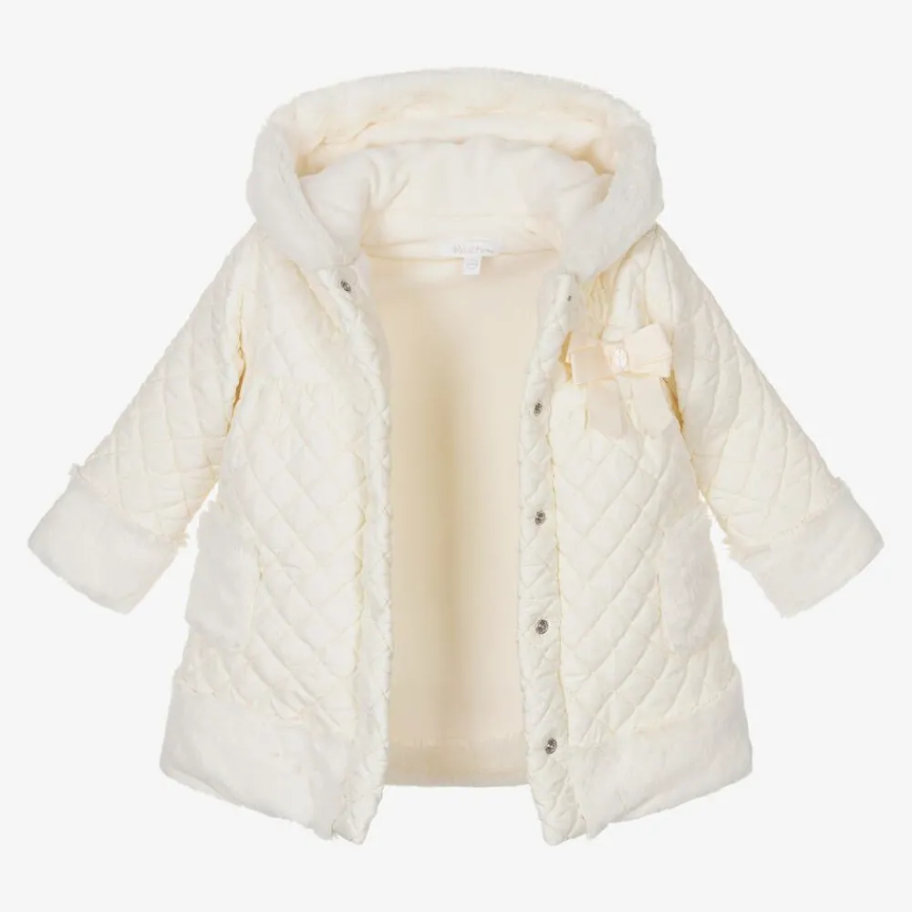 Patachou Coats & Jackets*Girls Ivory Quilted Hooded Coat
