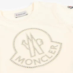Moncler Enfant Tops*Girls Ivory Rhinestone T-Shirt