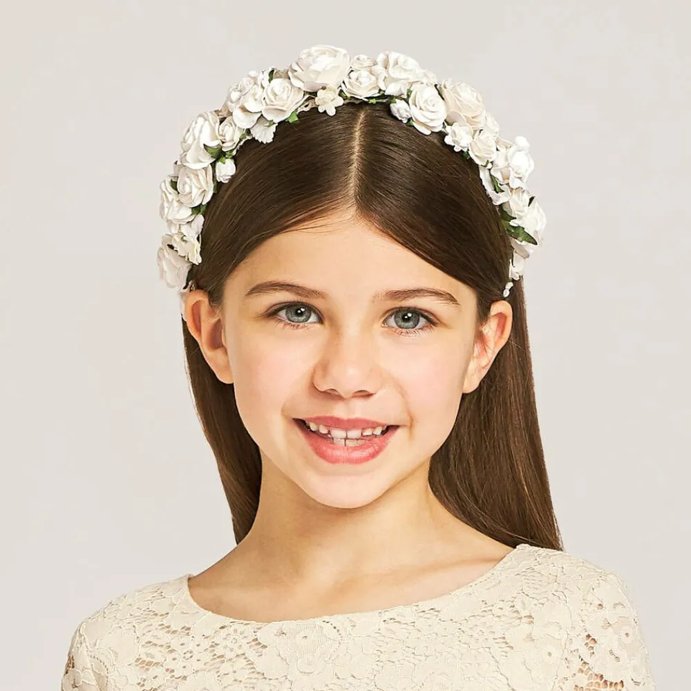 Sienna Likes To Party Hair Accessories*Girls Ivory Rose Garland