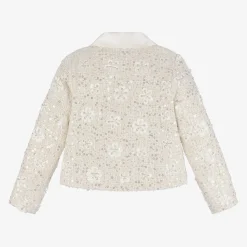 Mama Luma Coats & Jackets*Girls Ivory Sequin Tweed Jacket