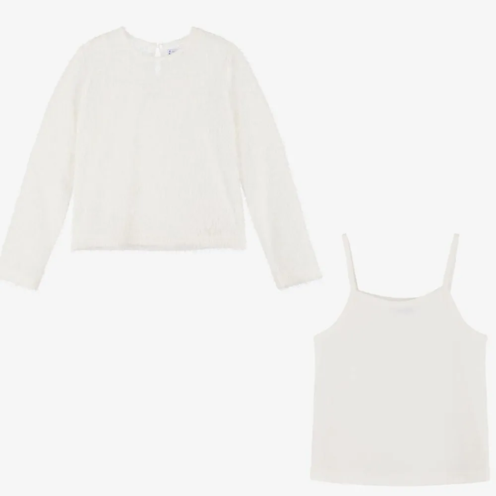 Mayoral Tops*Girls Ivory Shimmer Top