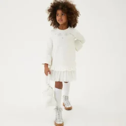 Monnalisa Dresses*Girls Ivory Snowflake Cotton Dress