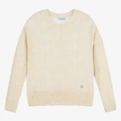 Mayoral Tops*Girls Ivory Sparkle Knit Sweater